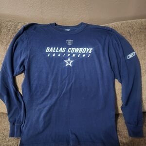 Reebok Navy Dallas Cowboys Long Sleeve Shirt Sz. Medium